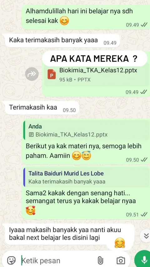Testimonial pelanggan LOBE melalui percakapan WhatsApp 4